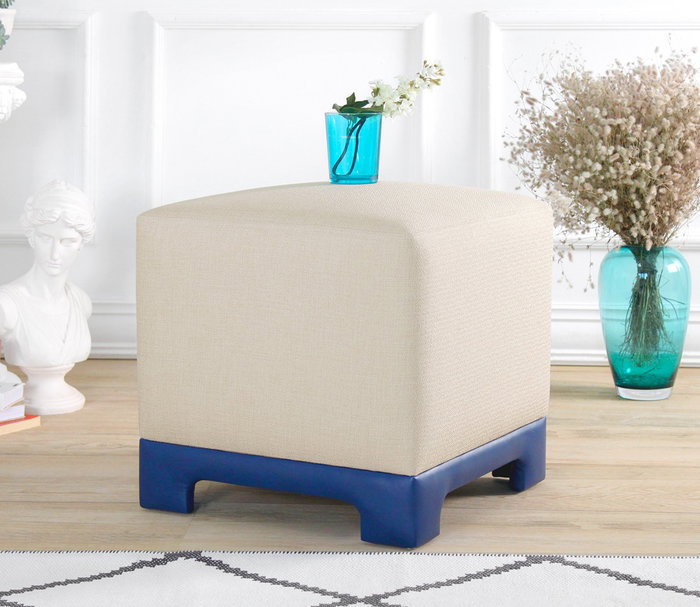 Atelier Del Sofa Puf Crema y Azul